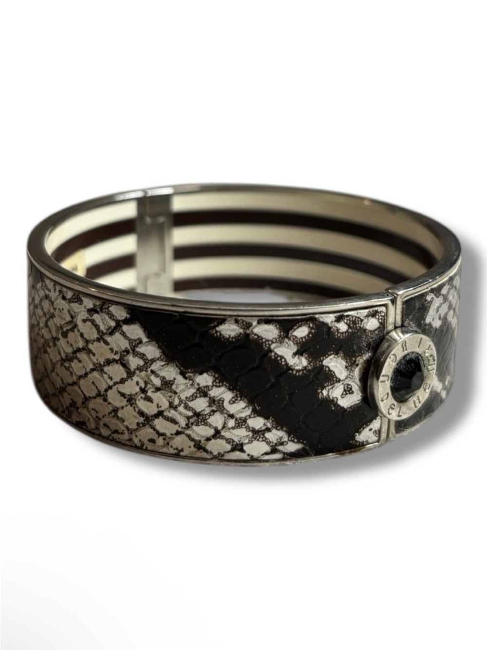 Henri Bendel Snakeskin Print Hinged Bracelet NWOT *FULL INCLUSION* Box & Dusty - Picture 3 of 5